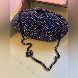 Sondra Roberts Blue, Green, Purple Oval Rhinestone Clutch